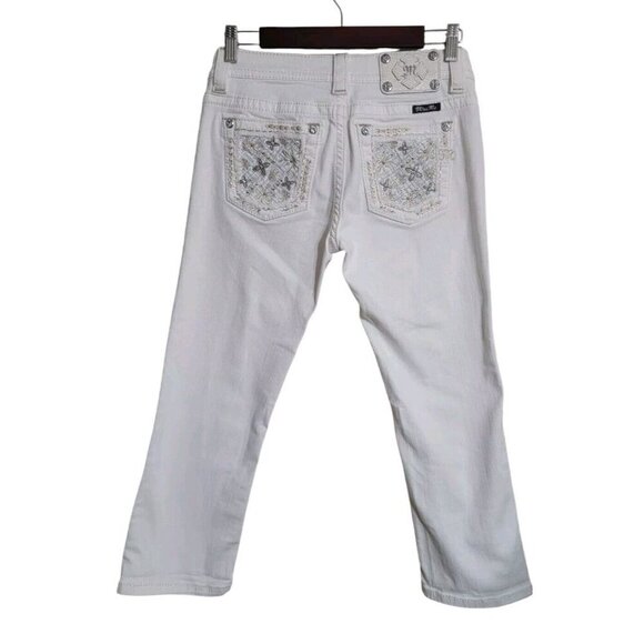 Miss Me Denim - Miss Me Jean Women 27 Signature Cuff Capri Western Blue Denim Boho Bling Y2K